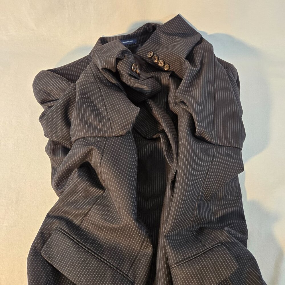 RALPH LAUREN Dillard's BLACK 100% Wool WHITE Pinstripe Blazer Men's Size 50R. - Picture 10 of 17